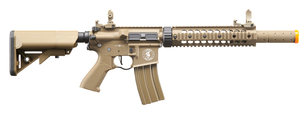 Lancer Tactical Proline Gen 2 10" M4 Carbine Airsoft AEG Rifle with Mock Suppressor (Color: Tan) - Click Image to Close