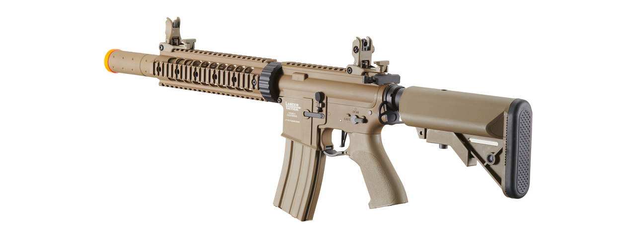 Lancer Tactical Proline Gen 2 10" M4 Carbine Airsoft AEG Rifle with Mock Suppressor (Color: Tan) - Click Image to Close