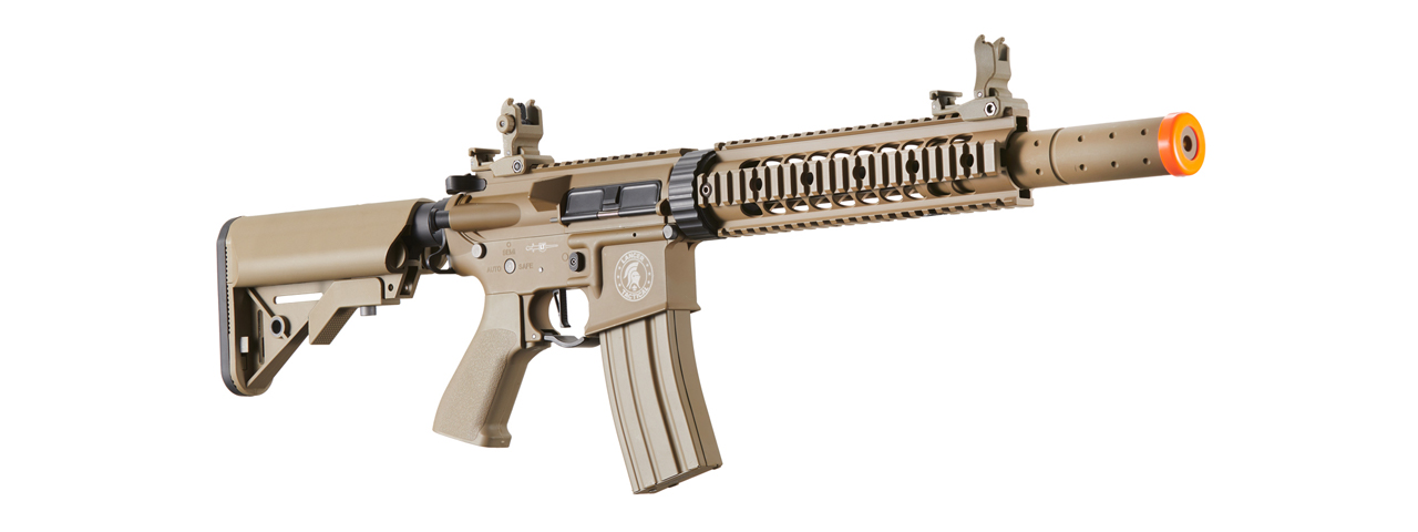 Lancer Tactical Proline Gen 2 10" M4 Carbine Airsoft AEG Rifle with Mock Suppressor (Color: Tan) - Click Image to Close