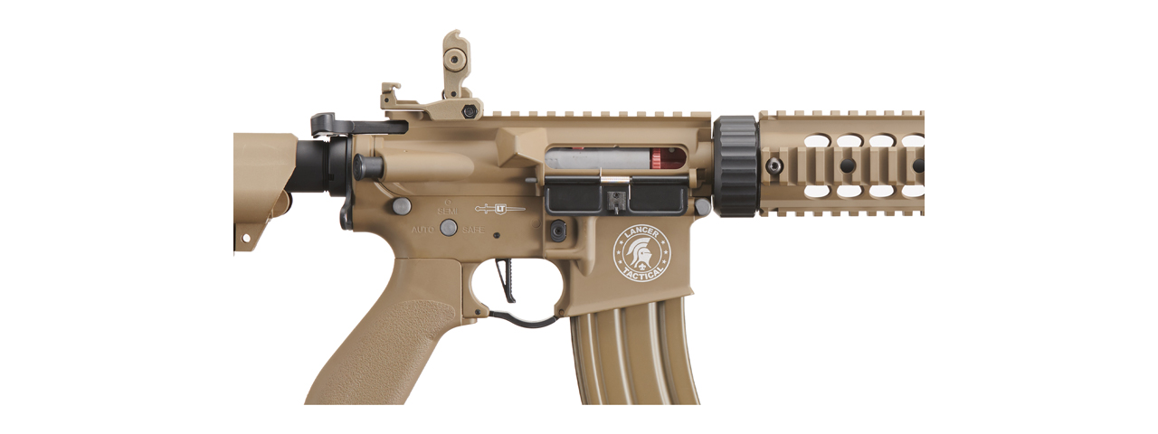 Lancer Tactical Proline Gen 2 10" M4 Carbine Airsoft AEG Rifle with Mock Suppressor (Color: Tan) - Click Image to Close