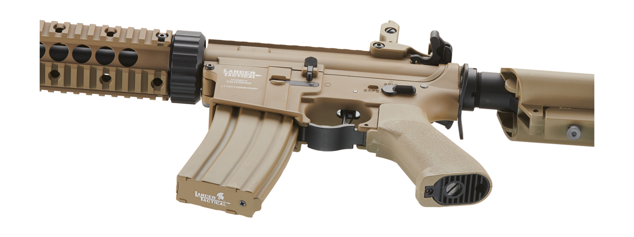 Lancer Tactical Proline Gen 2 10" M4 Carbine Airsoft AEG Rifle with Mock Suppressor (Color: Tan) - Click Image to Close