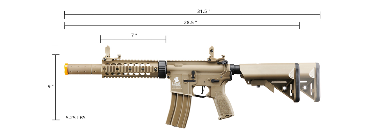 Lancer Tactical LT-15 Hybrid Gen 2 M4 SD 7" Airsoft AEG with Mock Suppressor (Tan) - Click Image to Close