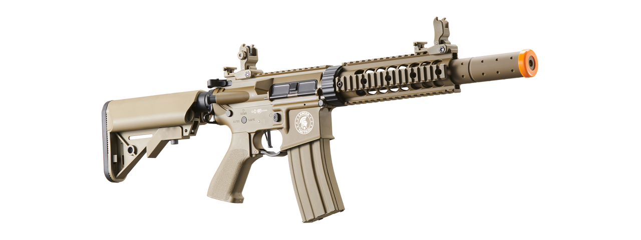 Lancer Tactical M4 SD 7" ProLine AEG with Mock Suppressor (Tan) - Click Image to Close