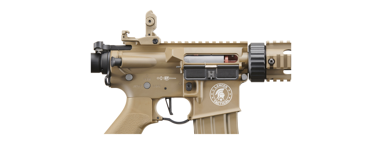 Lancer Tactical M4 SD 7" ProLine AEG with Mock Suppressor (Tan) - Click Image to Close