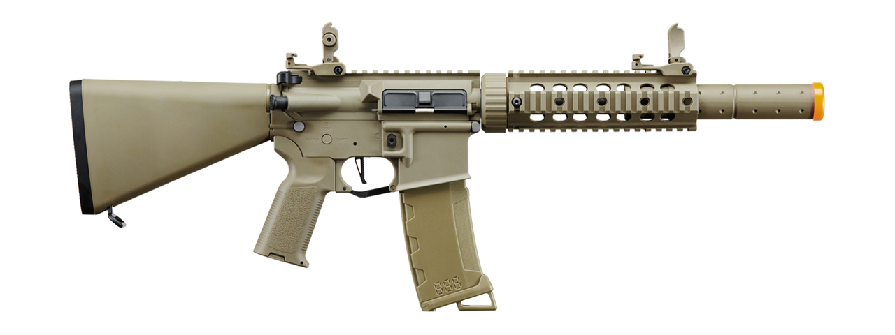 Lancer Tactical Gen 3 Nylon Polymer M4 SD Airsoft AEG Rifle w/ Stubby Stock (Color: Tan) - Click Image to Close