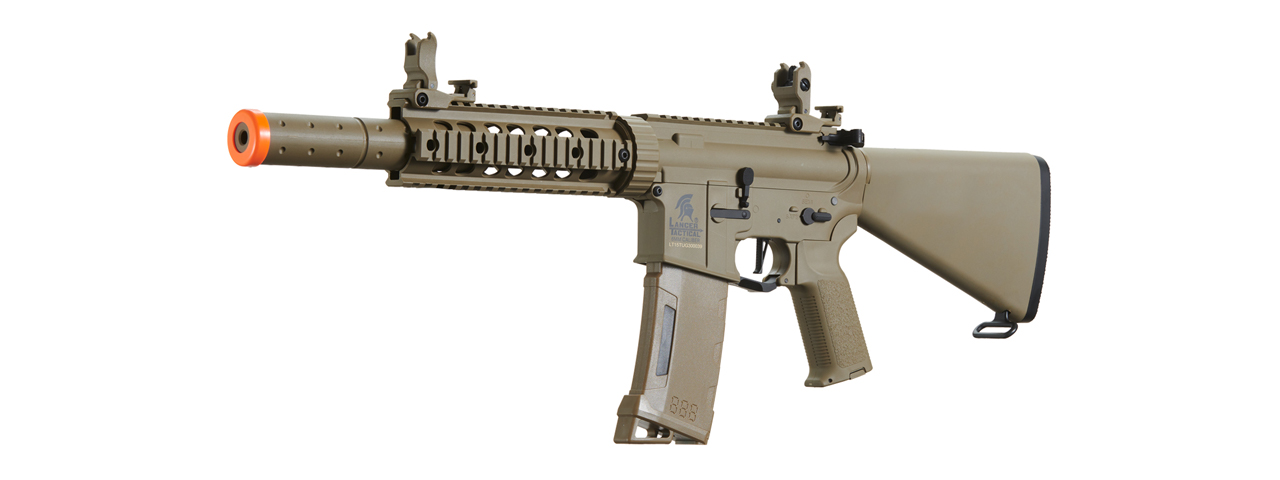 Lancer Tactical Gen 3 Nylon Polymer M4 SD Airsoft AEG Rifle w/ Stubby Stock (Color: Tan) - Click Image to Close