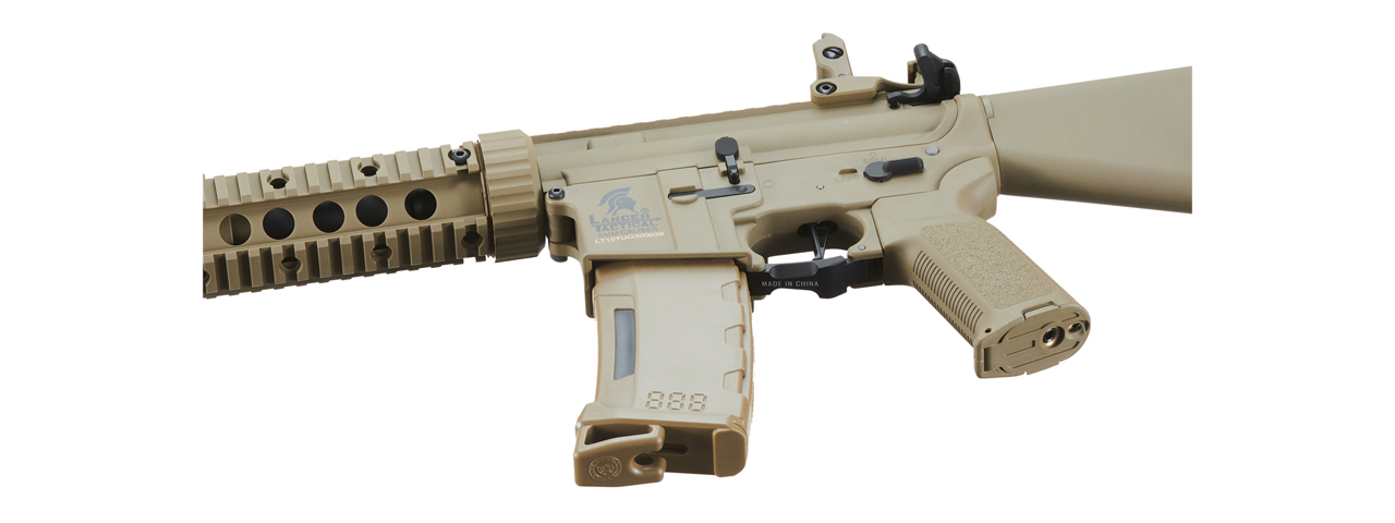 Lancer Tactical Gen 3 Nylon Polymer M4 SD Airsoft AEG Rifle w/ Stubby Stock (Color: Tan) - Click Image to Close