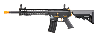 Lancer Tactical Gen 2 10" Keymod M4 Carbine Airsoft AEG Rifle with Gold Accents (Color: Black)