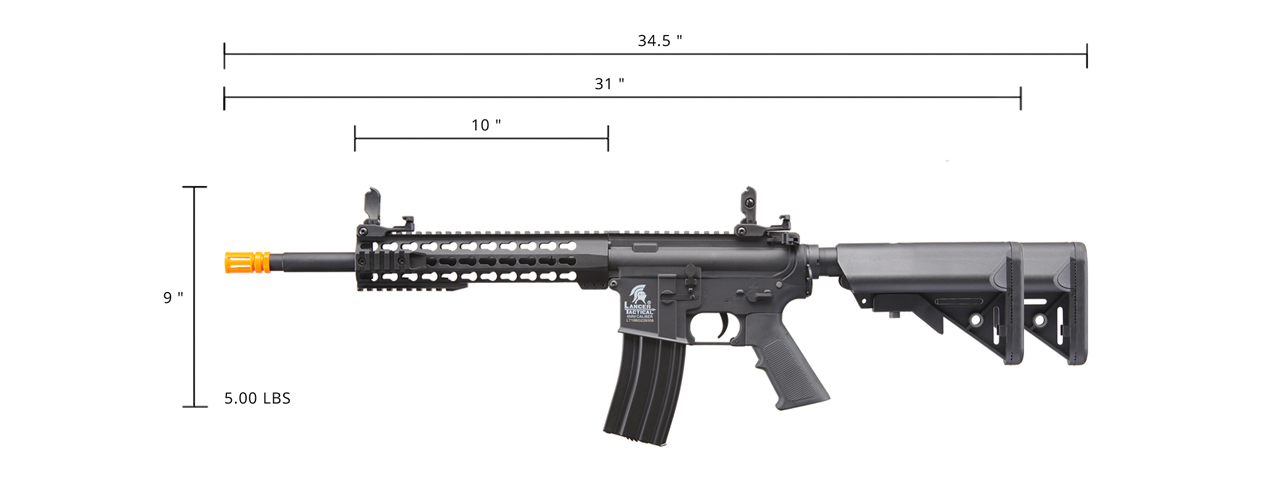 Lancer Tactical Gen 2 10" Keymod M4 Carbine Airsoft AEG Rifle (Color: Black)