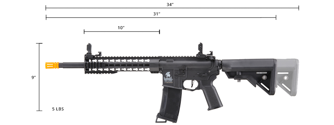 Lancer Tactical Gen 3 10" Keymod Airsoft M4 Carbine AEG Rifle (Color: Black)