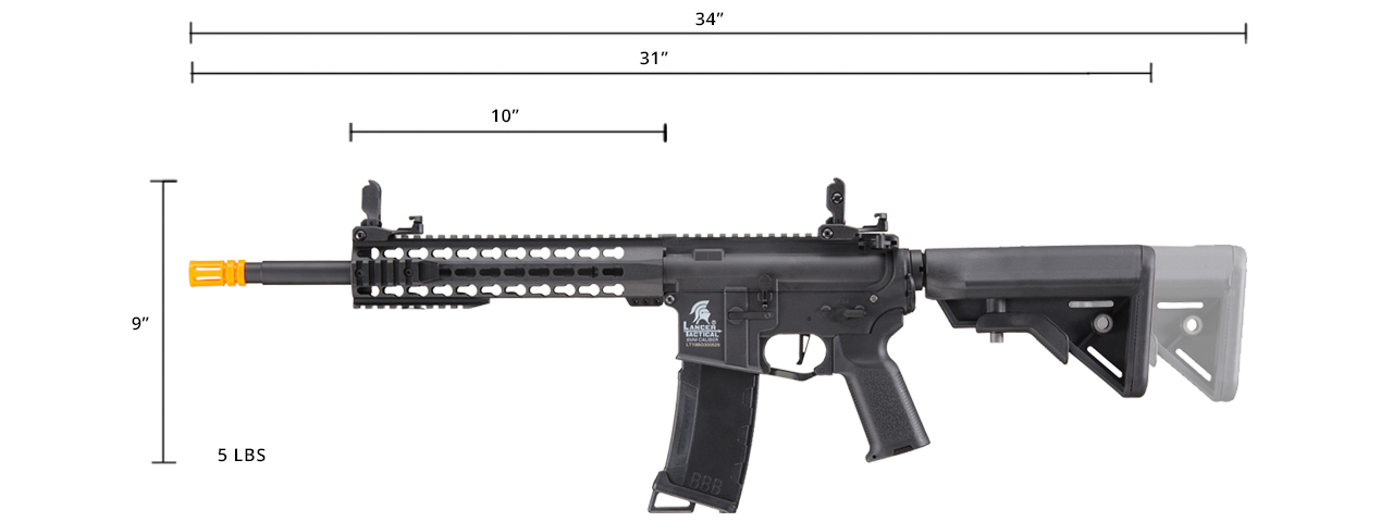 Lancer Tactical Gen 3 10" Keymod Airsoft M4 Carbine AEG Rifle (Color: Black) - Click Image to Close