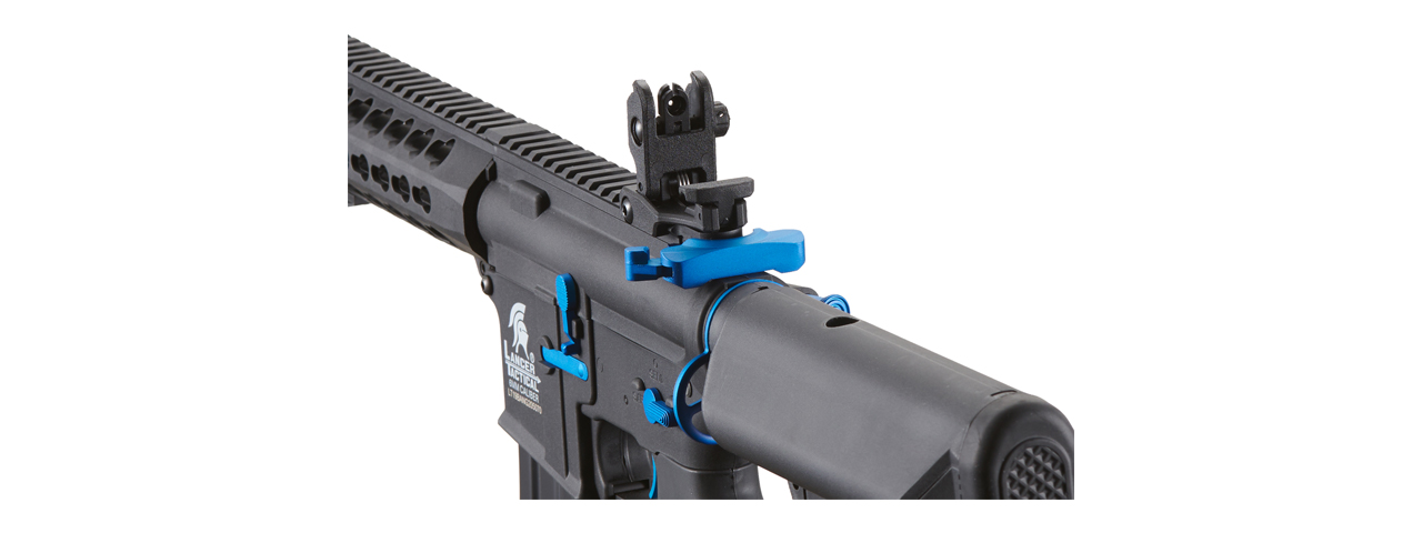 Lancer Tactical Gen 2 13.5" Keymod M4 Carbine Airsoft AEG Rifle (Color: Black / Blue) - Click Image to Close