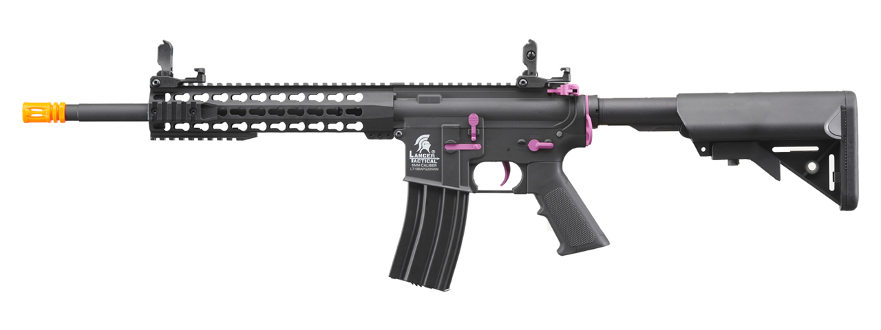 Lancer Tactical Gen 2 10" Keymod M4 Carbine Airsoft AEG Rifle (Color: Black / Purple) - Click Image to Close