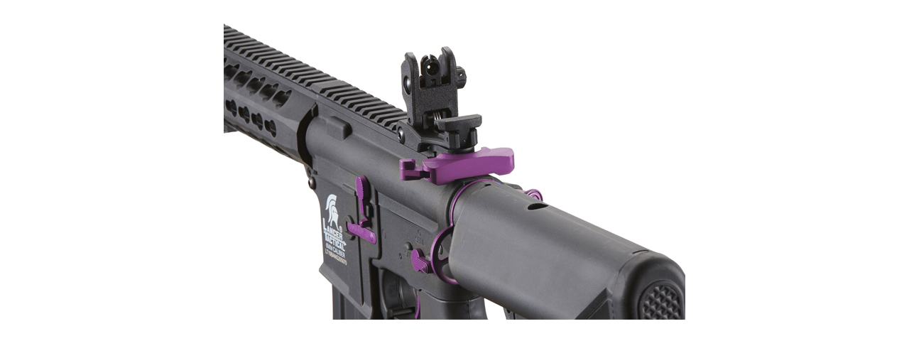 Lancer Tactical Gen 2 10" Keymod M4 Carbine Airsoft AEG Rifle (Color: Black / Purple) - Click Image to Close