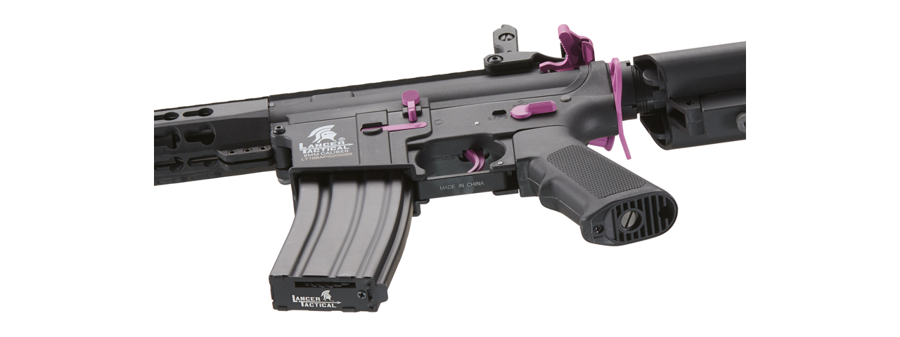 Lancer Tactical Gen 2 10" Keymod M4 Carbine Airsoft AEG Rifle (Color: Black / Purple)