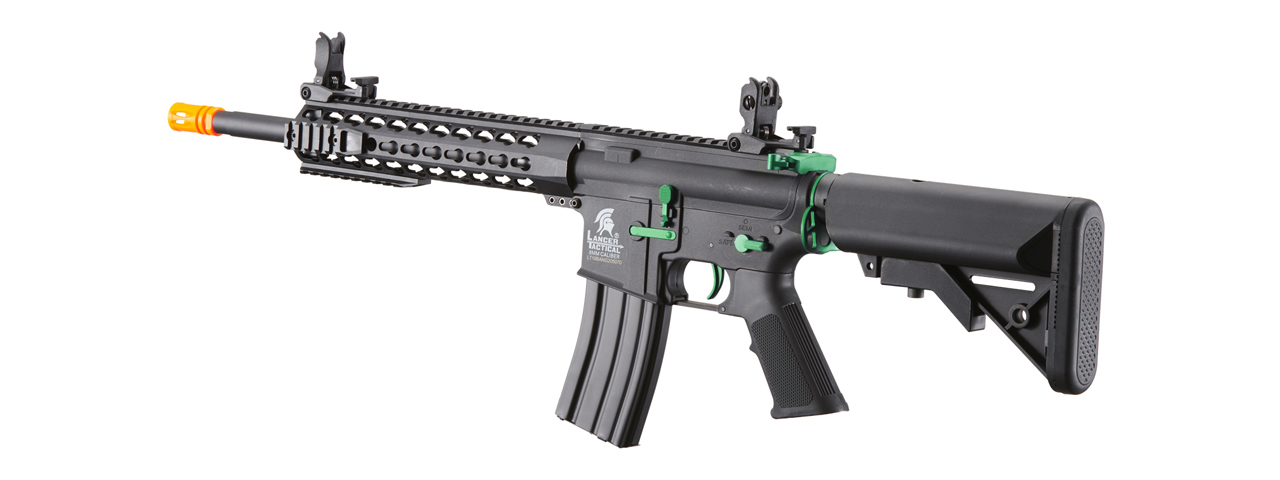 Lancer Tactical Gen 2 10" Keymod M4 Carbine Airsoft AEG Rifle (Color: Black / Green)