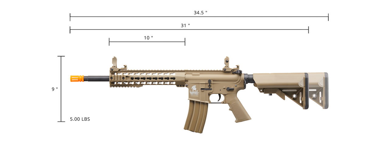 Lancer Tactical Gen 2 10" Keymod M4 Carbine Airsoft AEG Rifle (Color: Tan)