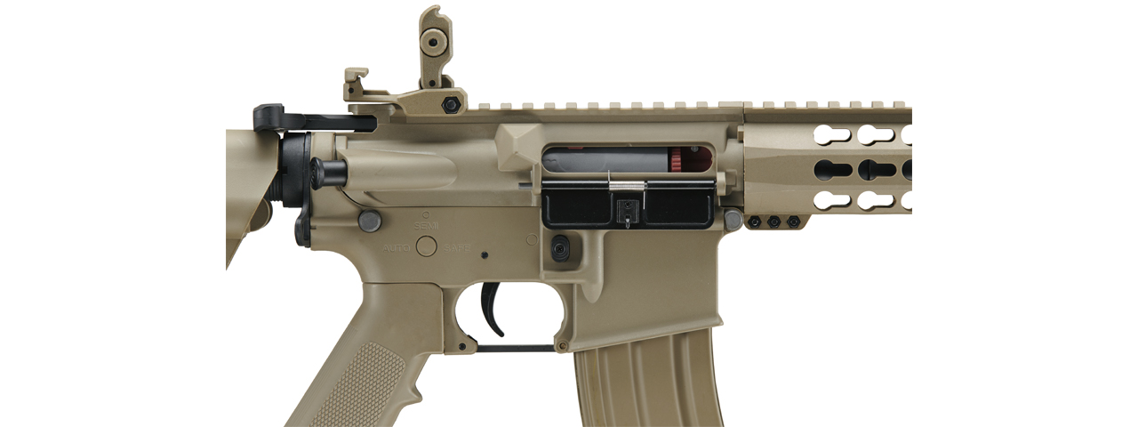 Lancer Tactical Gen 2 10" Keymod M4 Carbine Airsoft AEG Rifle (Color: Tan) - Click Image to Close