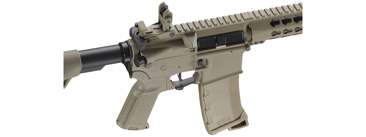 Lancer Tactical Gen 3 10" Keymod Airsoft M4 Carbine AEG Rifle (Color: Tan) - Click Image to Close