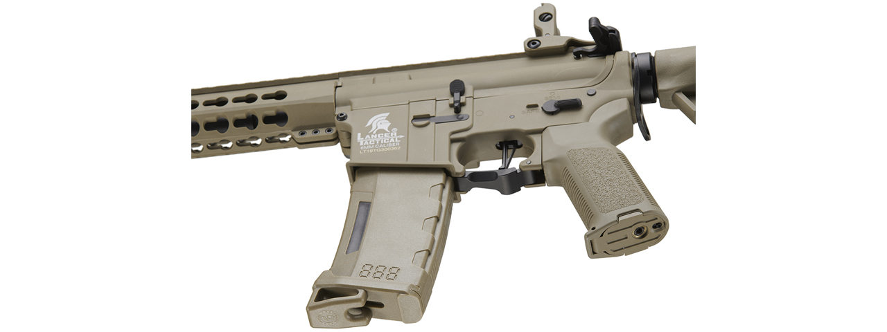 Lancer Tactical Gen 3 10" Keymod Airsoft M4 Carbine AEG Rifle (Color: Tan)