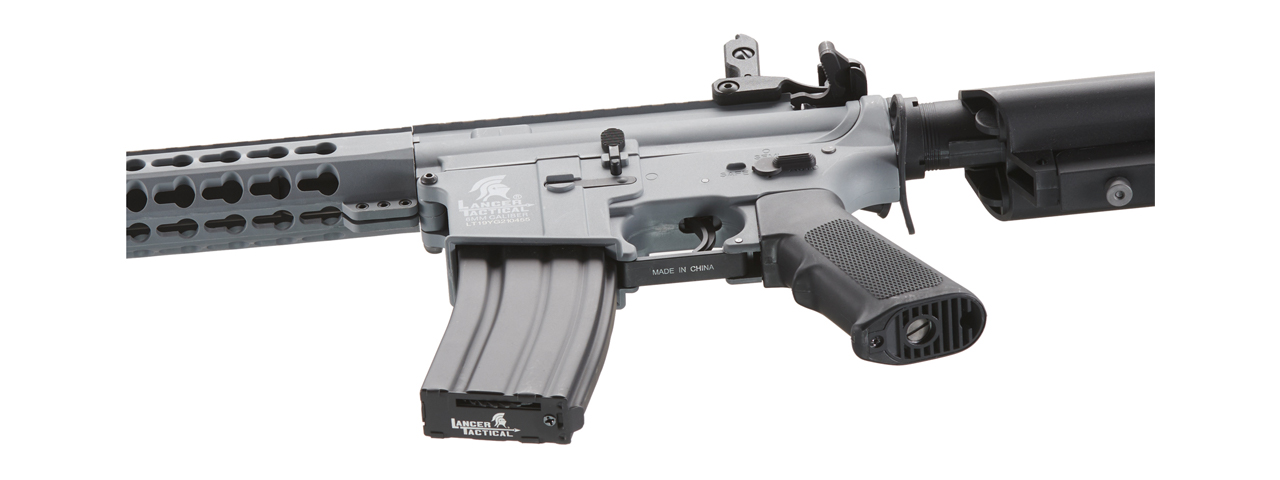 Lancer Tactical Gen 2 10" Keymod M4 Carbine Airsoft AEG Rifle (Color: Gray) - Click Image to Close