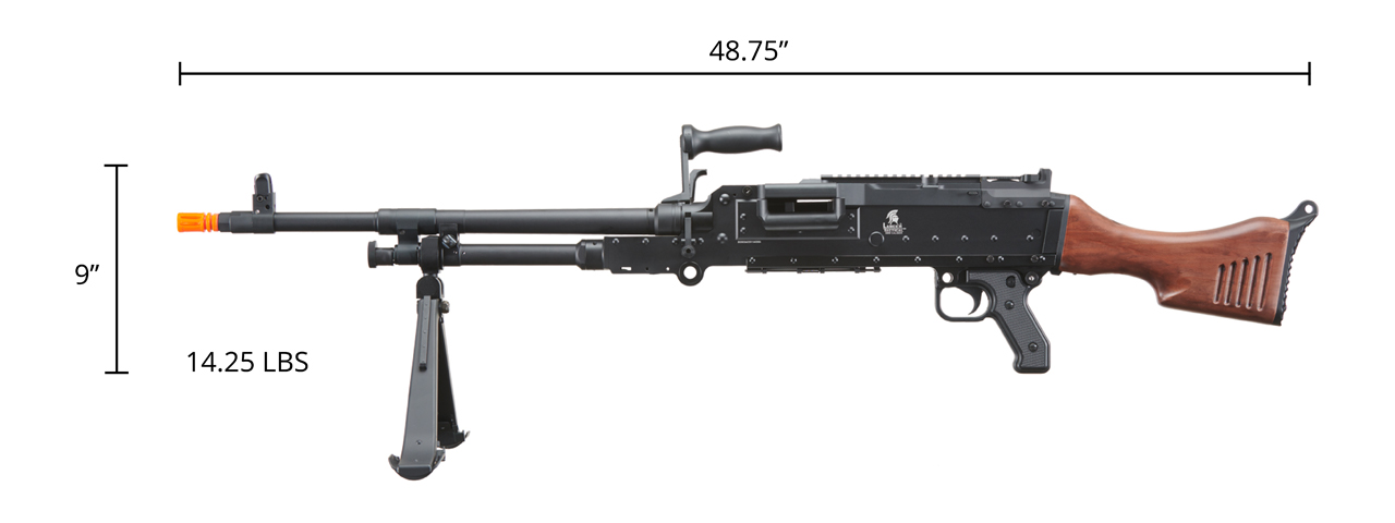 Lancer Tactical Full Metal M240W Airsoft AEG Squad Automatic Machine Gun with Box Magazine (Color: Black & Wood)