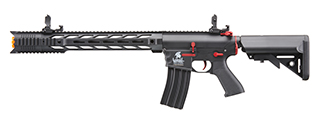 Lancer Tactical Gen 2 M4 SPR Interceptor Airsoft AEG Rifle with Red Accents (Color: Black)