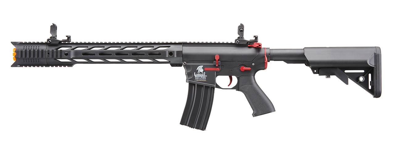 Lancer Tactical Gen 2 M4 SPR Interceptor Airsoft AEG Rifle with Red Accents (Color: Black) - Click Image to Close