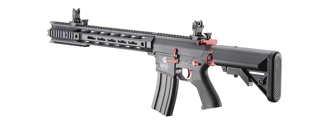 Lancer Tactical Gen 2 M4 SPR Interceptor Airsoft AEG Rifle with Red Accents (Color: Black)