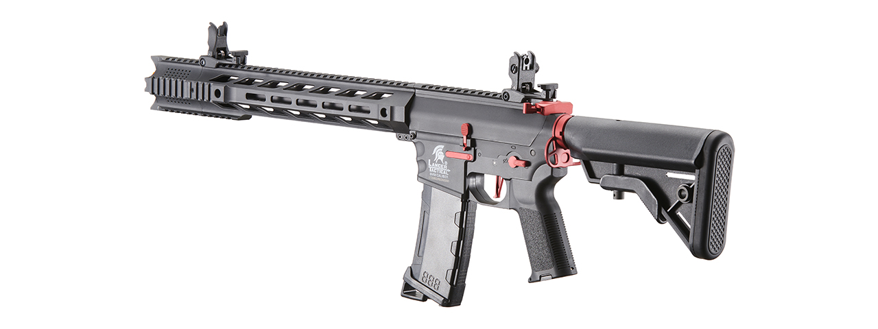 Lancer Tactical Gen 3 M4 SPR Interceptor Airsoft AEG Rifle with Red Accents (Color: Black)