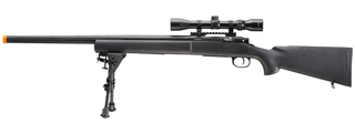 Lancer Tactical Low FPS M24 Bolt Action Spring Powered Sniper Rifle w/ Scope & Bipod (Color: Black)