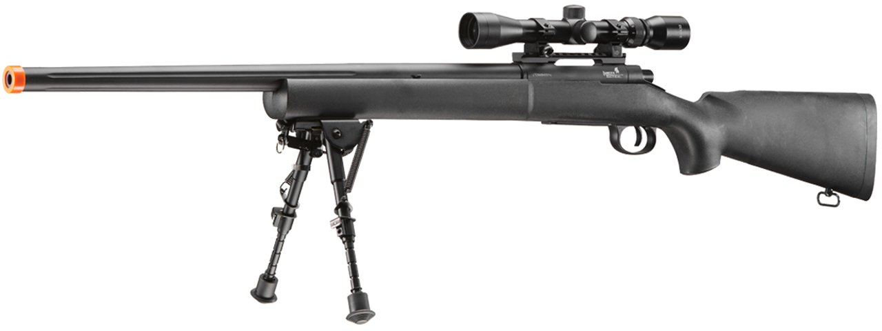 Lancer Tactical High FPS M24 Bolt Action Spring Powered Sniper Rifle w/ Scope & Bipod (Color: Black)