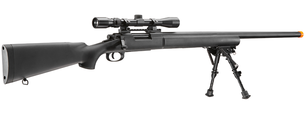 Lancer Tactical Low FPS M24 Bolt Action Spring Powered Sniper Rifle w/ Scope & Bipod (Color: Black)