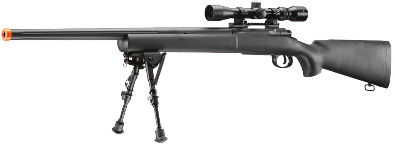 Lancer Tactical Low FPS M24 Bolt Action Spring Powered Sniper Rifle w/ Scope & Bipod (Color: Black)