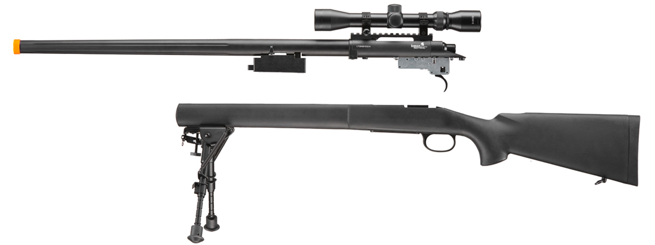 Lancer Tactical Low FPS M24 Bolt Action Spring Powered Sniper Rifle w/ Scope & Bipod (Color: Black)