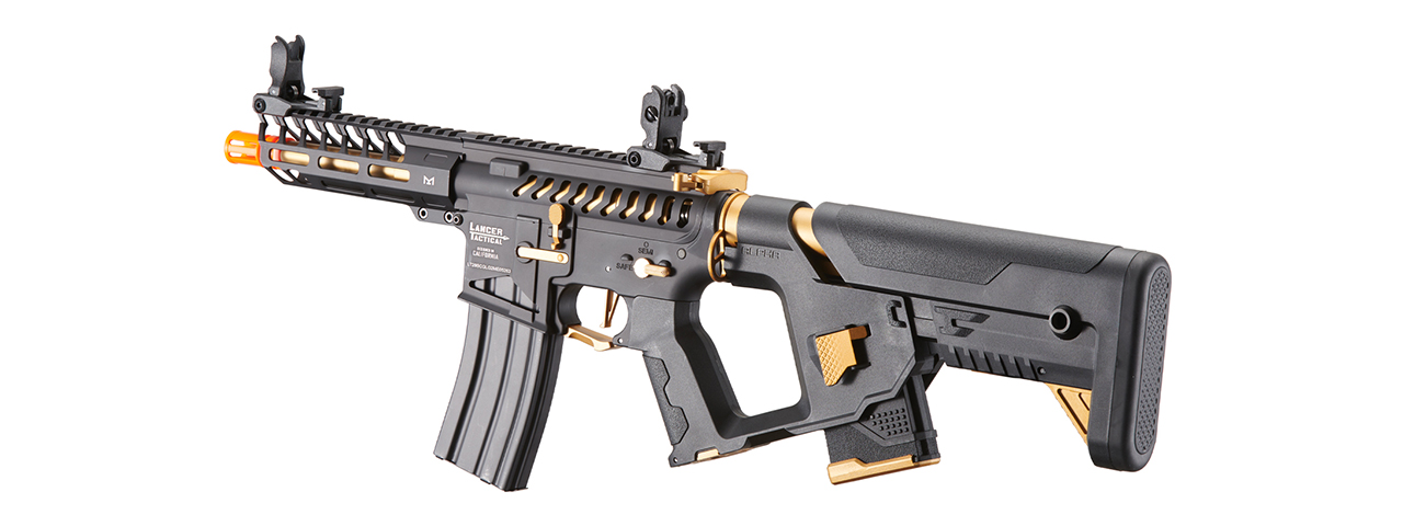 Lancer Tactical Low FPS Enforcer Needletail Skeleton AEG with Alpha Stock (Color: Black & Gold)