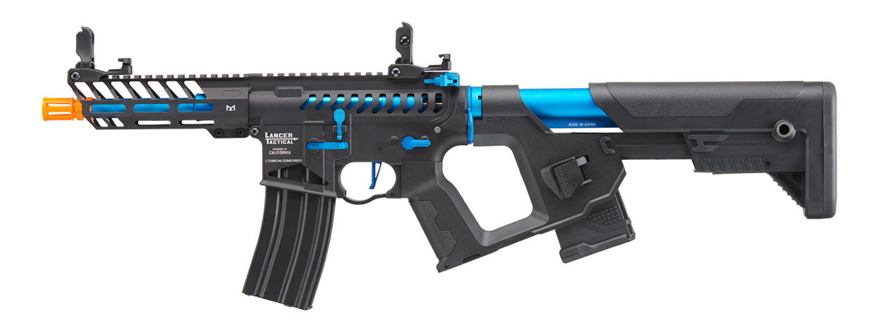 Lancer Tactical Low FPS Enforcer Needletail Skeleton M4 Airsoft Rifle (Color: Black & Navy Blue) - Click Image to Close