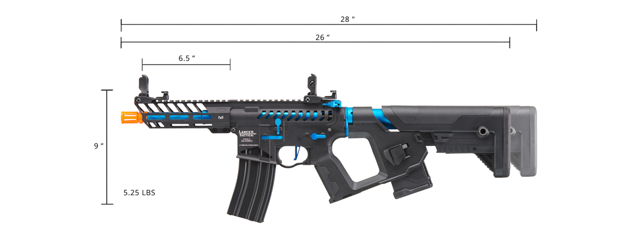 Lancer Tactical Low FPS Enforcer Needletail Skeleton M4 Airsoft Rifle (Color: Black & Navy Blue) - Click Image to Close