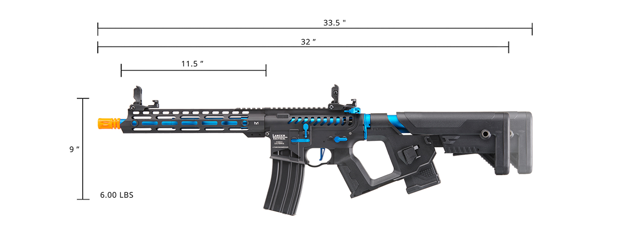 Lancer Tactical Enforcer BLACKBIRD Skeleton AEG w/ Alpha Stock [HIGH FPS] (BLACK/BLUE) - Click Image to Close