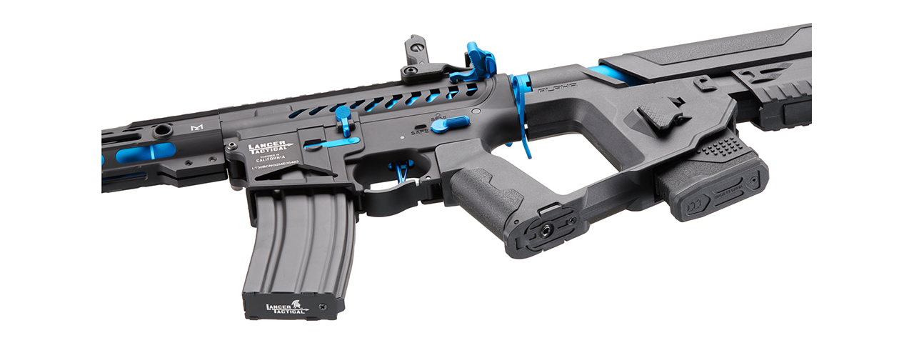 Lancer Tactical Enforcer BLACKBIRD Skeleton AEG w/ Alpha Stock [HIGH FPS] (BLACK/BLUE) - Click Image to Close