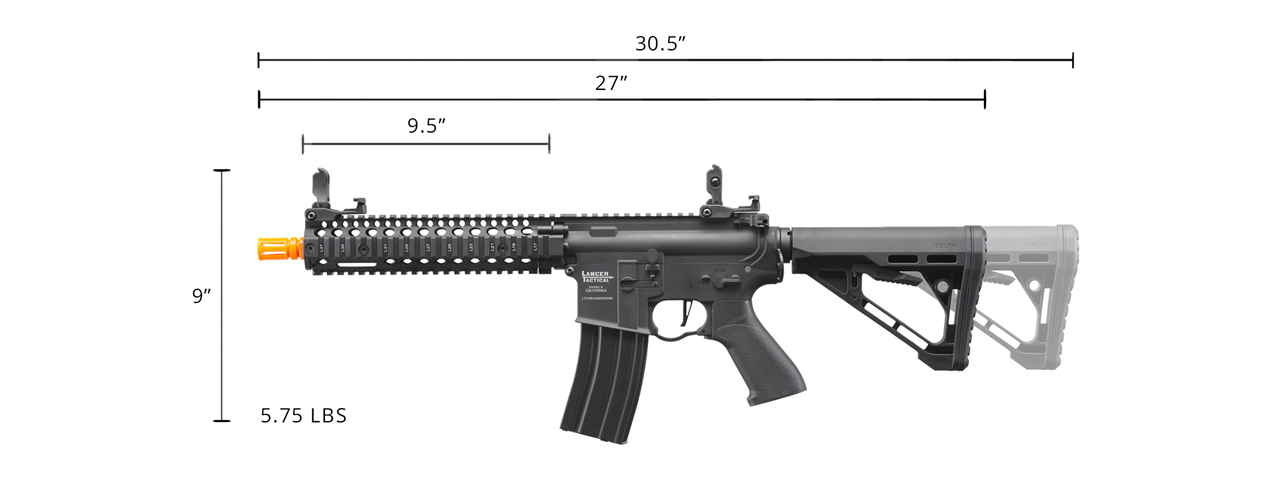 Lancer Tactical Proline Raider MK18 M4 AEG Rifle with Delta Stock (Color: Black) - Click Image to Close