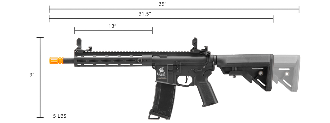 Lancer Tactical Gen 3 Hellion M-LOK 10" Airsoft M4 AEG (Color: Black)