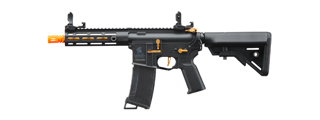 Lancer Tactical Gen 3 Hellion 7" M-LOK Airsoft AEG Rifle w/ Crane Stock (Color: Black & Gold)