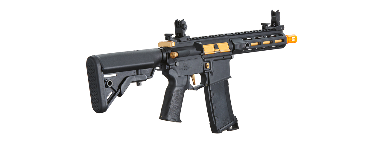 Lancer Tactical Gen 3 Hellion 7" M-LOK Airsoft AEG Rifle w/ Crane Stock (Color: Black & Gold)