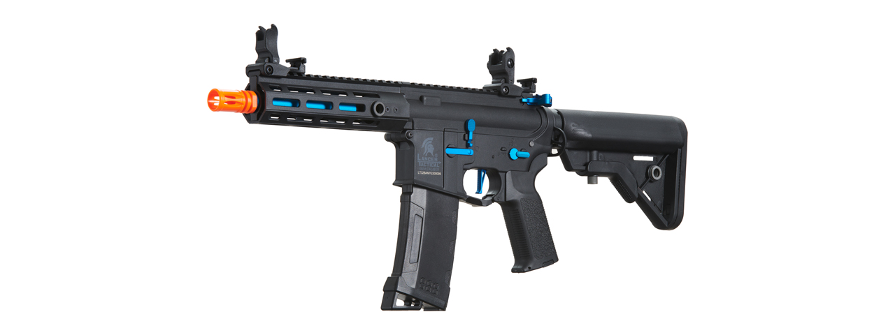 Lancer Tactical Gen 3 Hellion 7" M-LOK Airsoft AEG Rifle w/ Crane Stock (Color: Black & Blue)