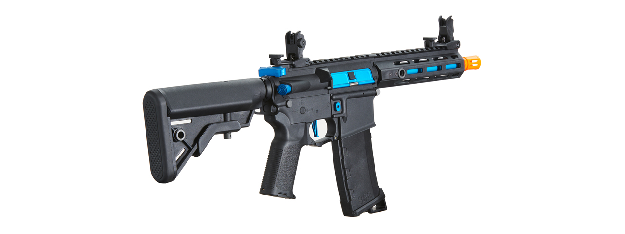 Lancer Tactical Gen 3 Hellion 7" M-LOK Airsoft AEG Rifle w/ Crane Stock (Color: Black & Blue)