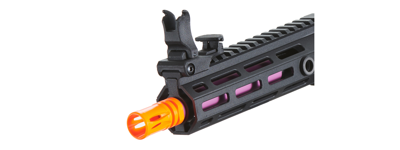 Lancer Tactical Gen 3 Hellion 7" M-LOK Airsoft AEG Rifle w/ Crane Stock (Color: Black & Purple)