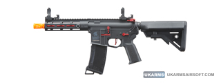 Lancer Tactical Gen 3 Hellion 7" M-LOK Airsoft AEG Rifle w/ Crane Stock (Color: Black & Red)