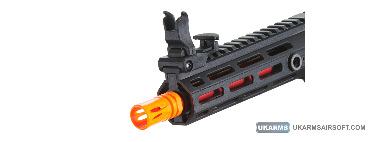 Lancer Tactical Gen 3 Hellion 7" M-LOK Airsoft AEG Rifle w/ Crane Stock (Color: Black & Red)