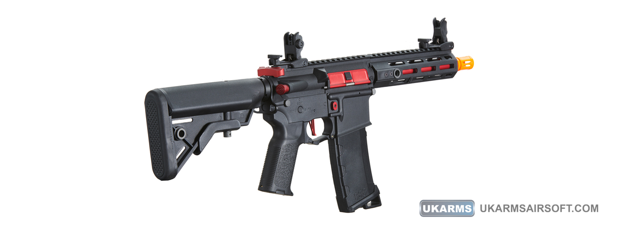 Lancer Tactical Gen 3 Hellion 7" M-LOK Airsoft AEG Rifle w/ Crane Stock (Color: Black & Red)